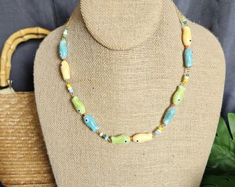 Kissing Fish Ceramic Necklace