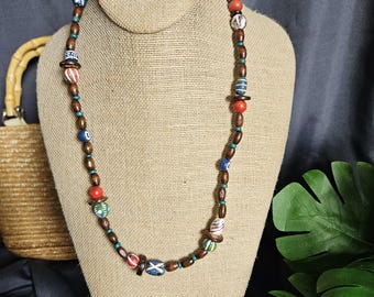 Ceramic and Wood Tribal Necklace