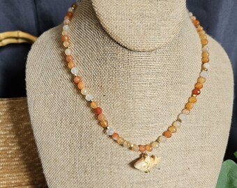 Amber Agate Fish Necklace