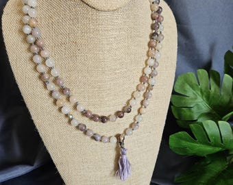 Lavender Quartz Mala Necklace
