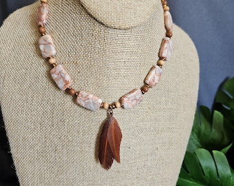 Copper Feathered Jasper Necklace