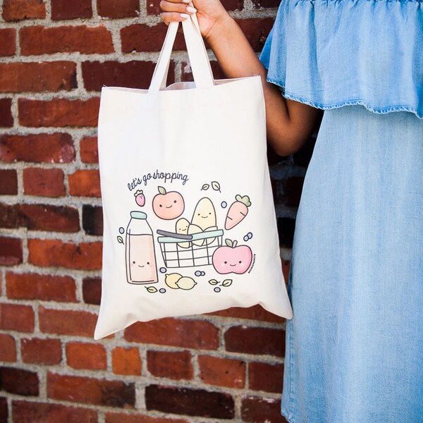 Momomints Grocery Shopping Tote Bag - Vegetable Canvas Bag - Veggies Tote Bag - Book Bag - School Bag