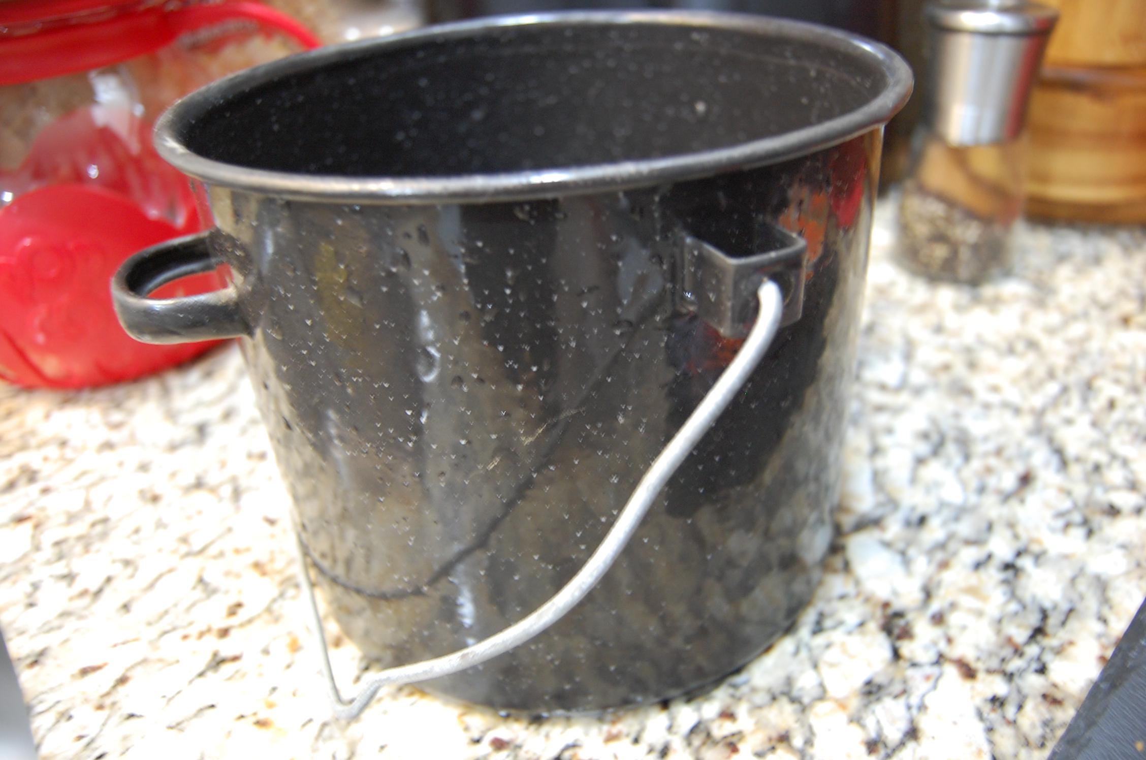 Splatterware Pot Enamelware---pasta Pot ----china Black Splatterware---1960 Era--on SALE ...