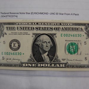 2017 - STAR-FRN  FRB  Rich.--Crisp--Uncirculated--4 X O&#39;s Fancy Serial See Notes