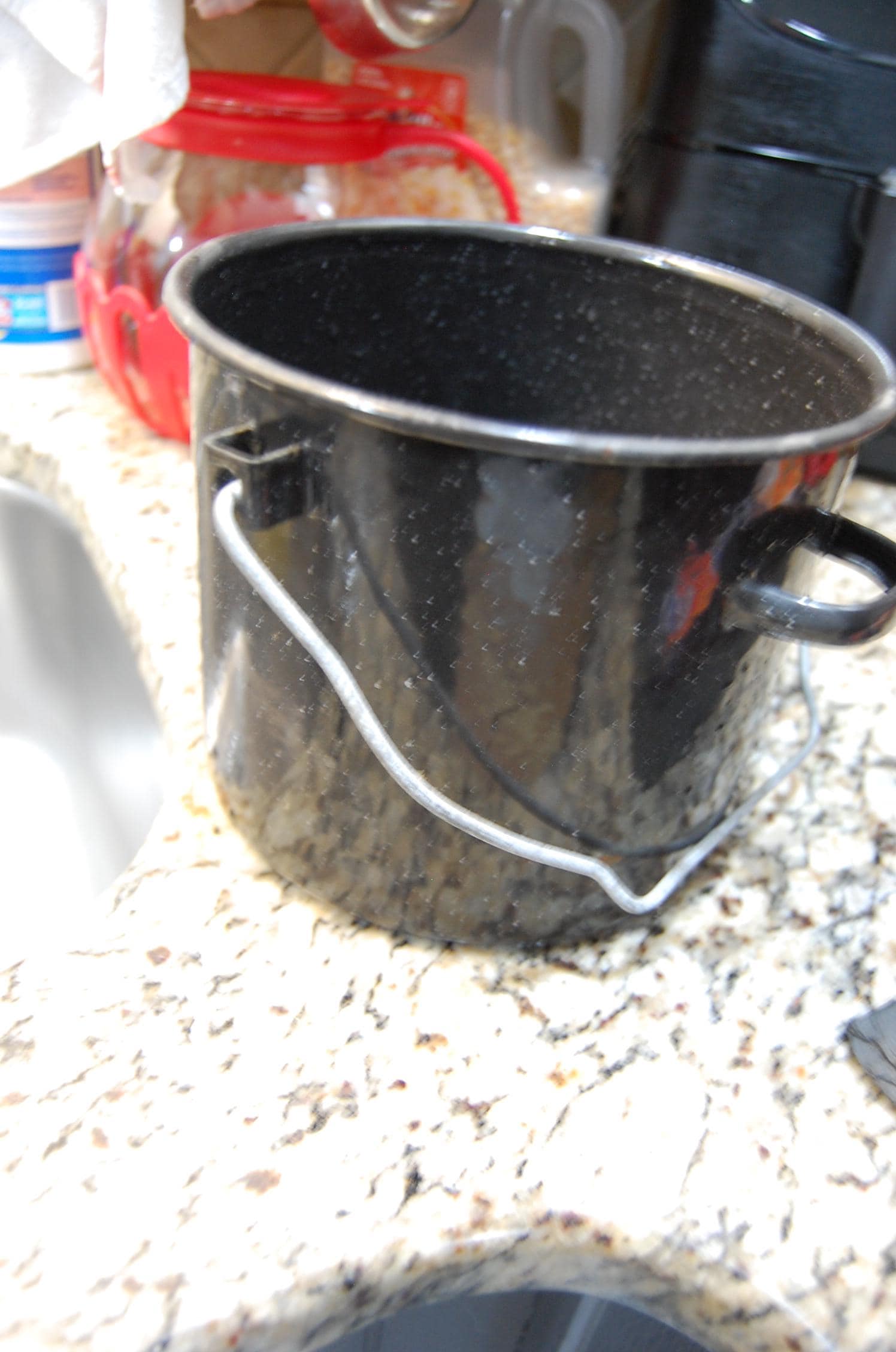 Splatterware Pot Enamelware---pasta Pot ----china Black Splatterware---1960 Era--on SALE ...