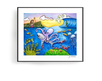 Marine Life Prints | 'No Sharks Allowed' | Sea Life Prints | Sea Life Wall Art | Kids Room Wall Art | Kids Room Wall Decor | Kids Room