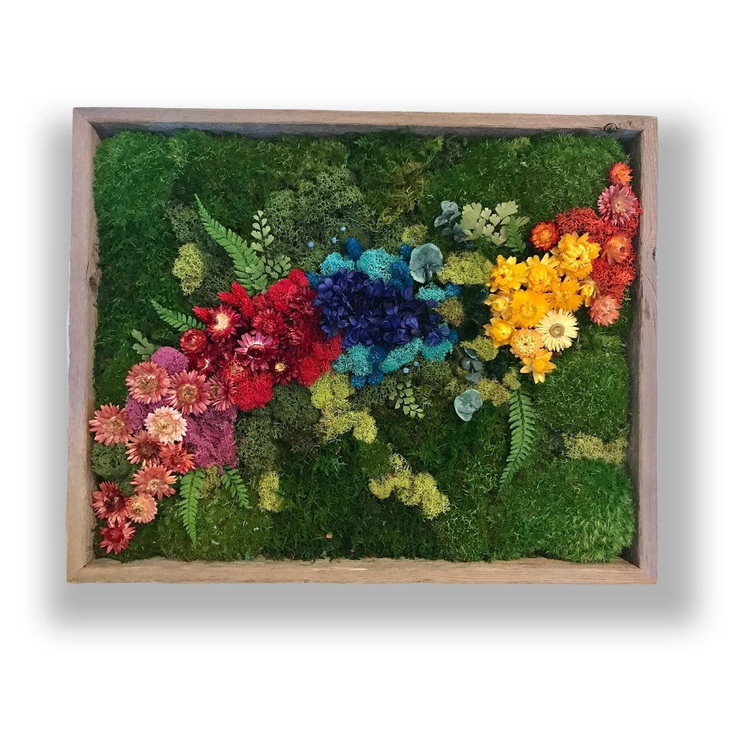 Floral Moss Wall Art Moss Wall Art Moss Wall Preserved Etsy