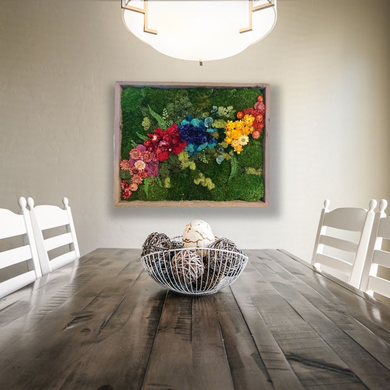 Floral Moss Wall Art Moss Wall Art Moss Wall Preserved Etsy