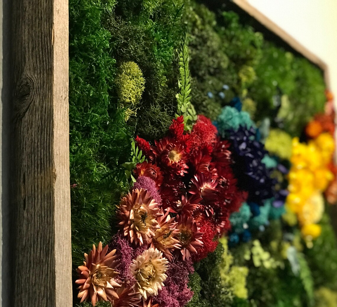 Floral Moss Wall Art Moss Wall Art Moss Wall Preserved Etsy