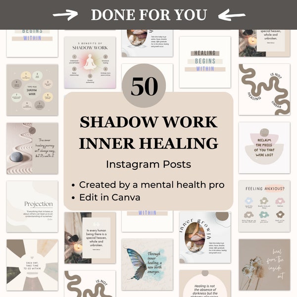 50 Done For You Inner Healing/Shadow Work Instagram Templates | Social Media Engagement | Marketing Templates