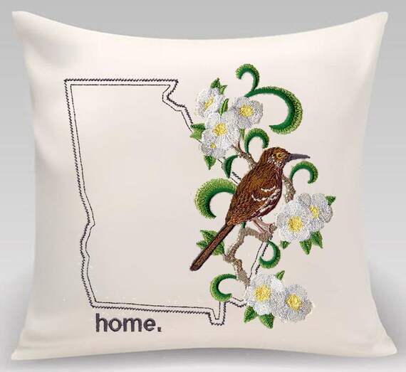 Georgia State And Brown Thrasher With Cherokee Rose Etsy
