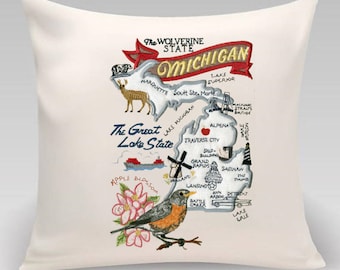 Michigan Pillow- Custom Embroidery