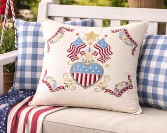 Patriotic Embroidered throw pillow- Americana home decor - USA 250