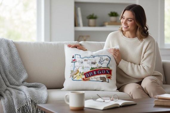 Oregon State Pillow with feather insert