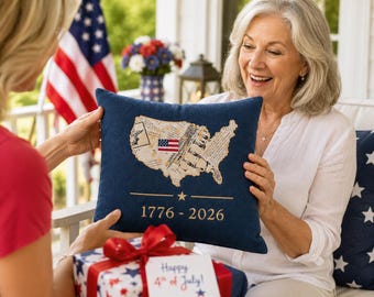 Americana 250 Pillow, Embroidered USA vintage inspired decor