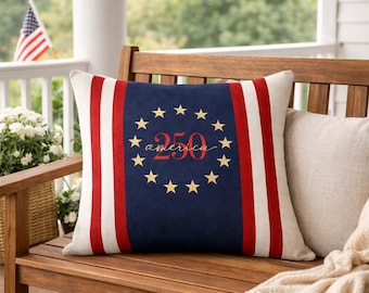 America 250 pillow embroidered USA anniversary decor Fourth of July