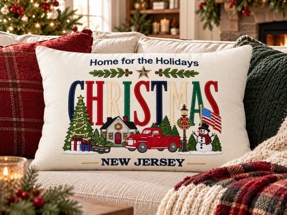 Personalized Heirloom Christmas pillow. 24 x 16 embroidered with feather insert