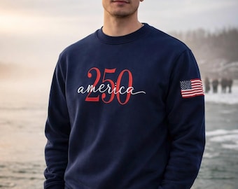 Embroidered American 250th anniversary crewneck sweatshirt