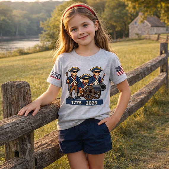 Fourth of July cotton shirt - USA 250 anniversary tee - Revolutionary war soldiers -1776-2026