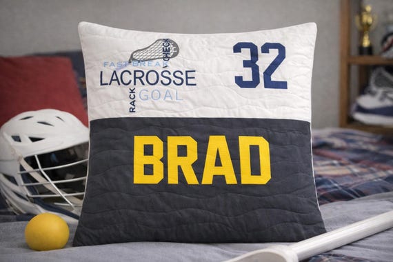 Personalized Lacrosse Pillow – Embroidered Twill Sports Gift