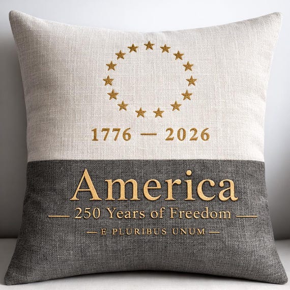 Embroidered America 250 Pillow | Fourth of July & Americana Accent Pillow