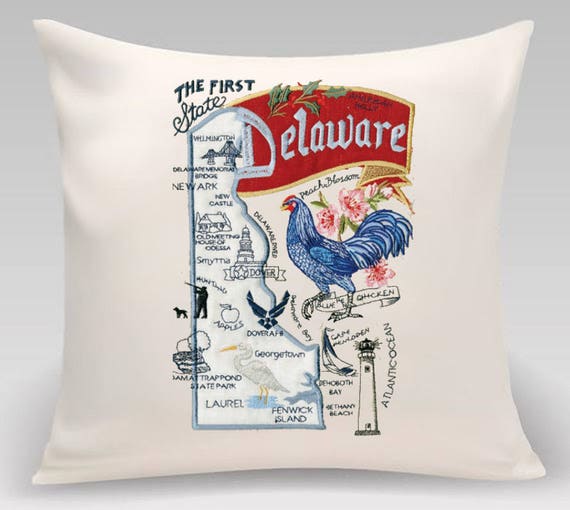 Delaware State pillow with feather insert
