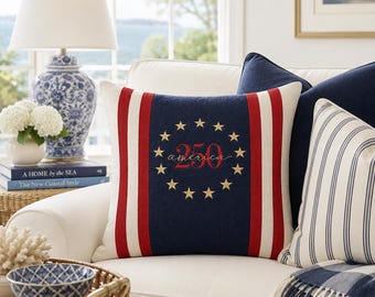 America 250 pillow embroidered USA anniversary decor