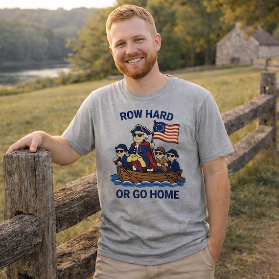 Patriotic Rowing tee- Funny George Washington Boat shirt - Adult and Youth -4th of July -  USA 250 anniversary
