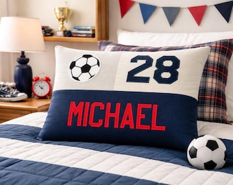 Personalized Soccer - Kids name pillow - Sports Bedroom decor - Team gift