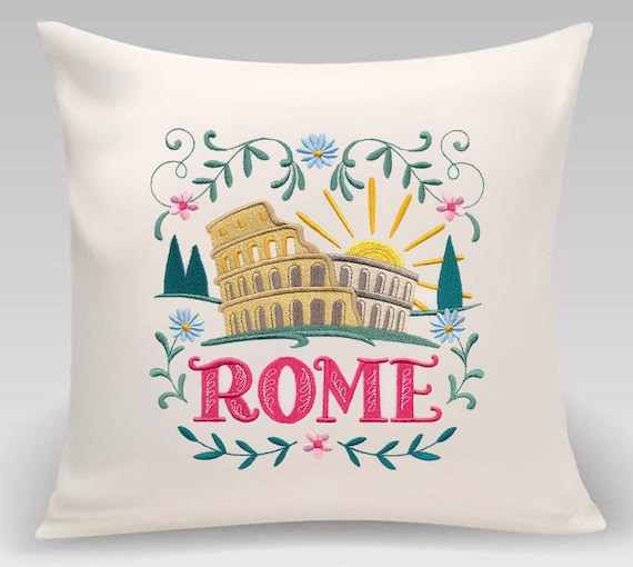 Rome - Embroidered decorative pillow - with feather insert
