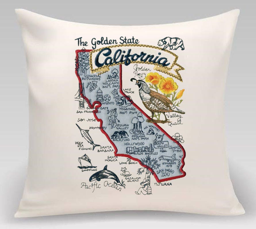 embroidered state pillow