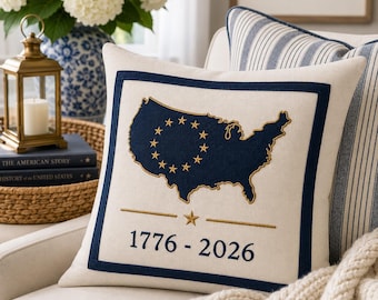 America 250 embroidered pillow USA anniversary decor