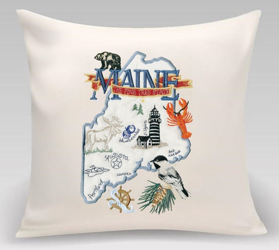 Maine State pillow with feather insert