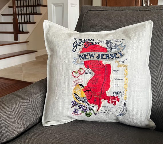 New Jersey State pillow with feather insert