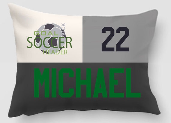 Personalized Soccer Pillow – Embroidered Name and Number, Handmade