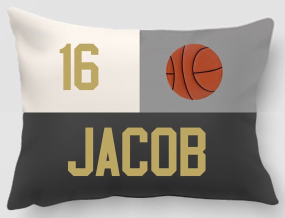 Embroidered Basketball Pillow - Personalized Name & Number, Sports Decor