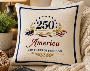 America 250 pillow - Embroidered heirloom keepsake - Patriotic Home decor