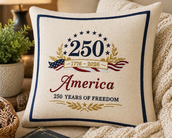 America 250 pillow - Embroidered heirloom keepsake - Patriotic Home decor