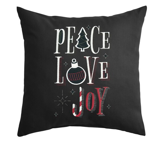 Peace, Love and Joy this holiday season - Embroidered pillow- Modern holiday decor - Home decor- Christmas decor