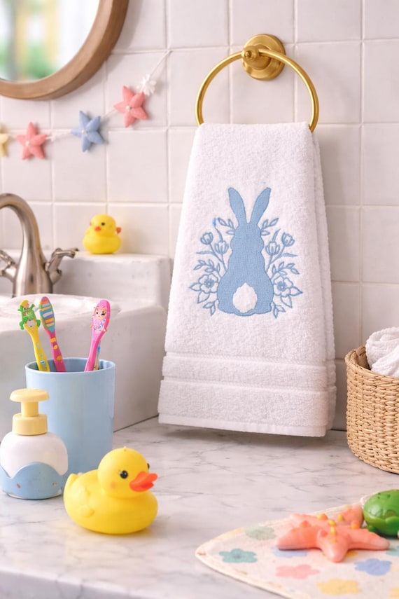 Embroidered Hand towel - Custom thread color - Easter decor