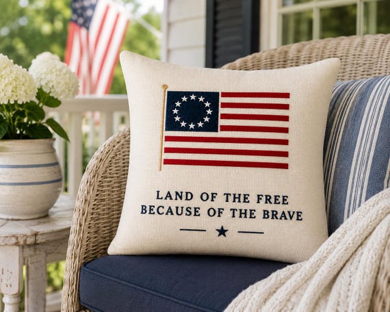 America  embroidered pillow USA anniversary decor