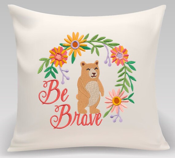 Nursery decor - Children's decor - Embroidered decorative pillow - Be Brave - Home decor- Baby Shower gift