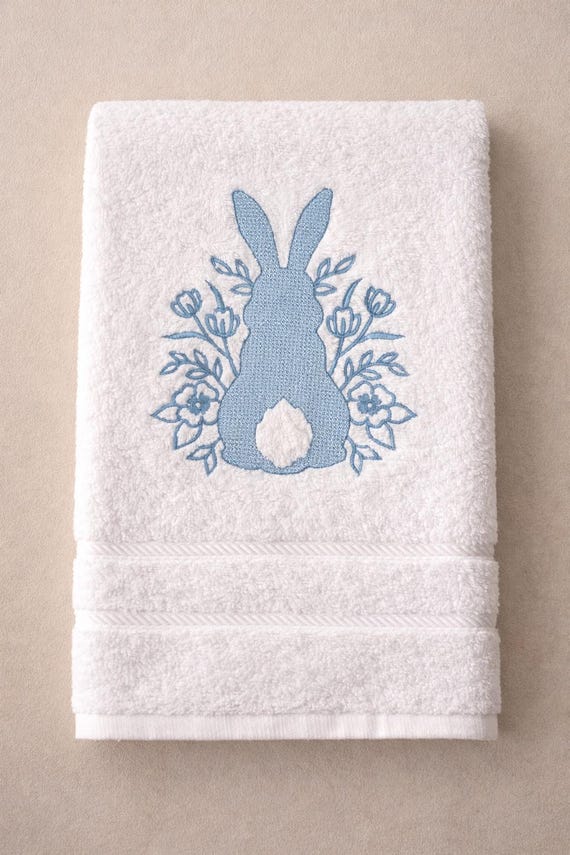 Embroidered Hand towel - Custom thread color - Easter decor