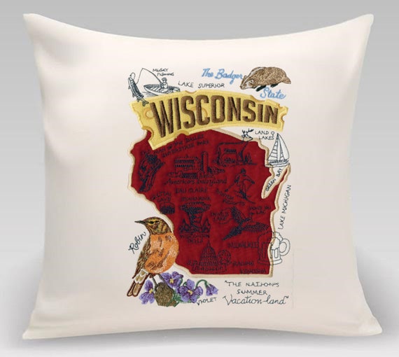 Wisconsin State pillow with deather insert