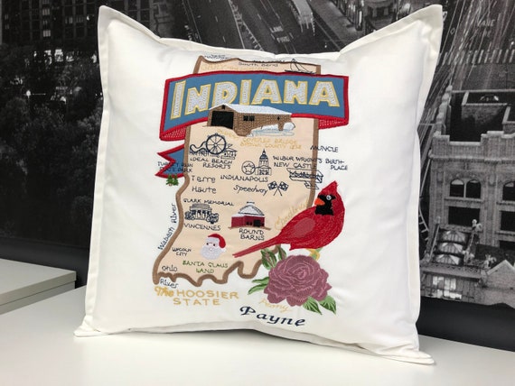 Indiana State pillow with deather insert