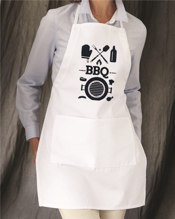 Apron - Typographic apron - Embroidered - Adjustable -' Barbecue' - great gift for those who love to cook