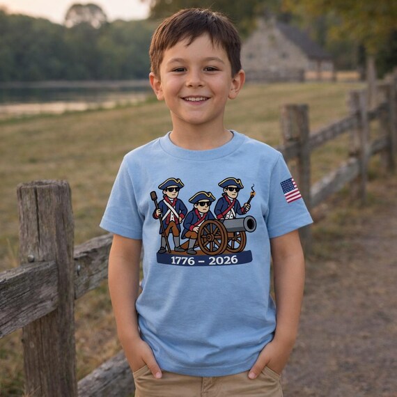 Fourth of July cotton shirt - USA 250 anniversary tee - Revolutionary war soldiers -1776-2026