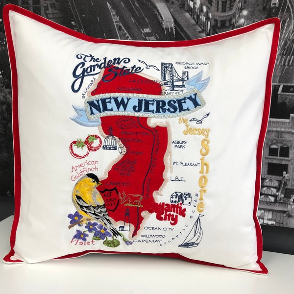 New Jersey State pillow with feather insert