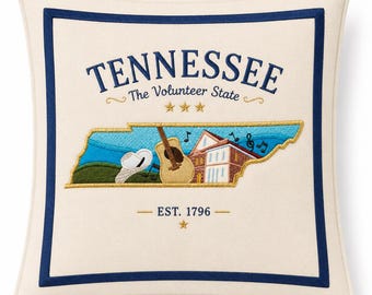 Tennessee State embroidered Pillow cover, Nashville Music decor