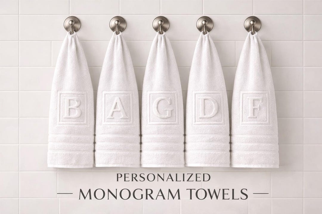 Personalized Monogram Hand Towels | Embossed Letter Hand